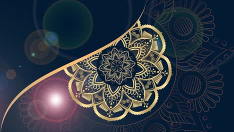 gold and dark blue mandala ornament background looping smoothly, arabic islamic style for any purpose