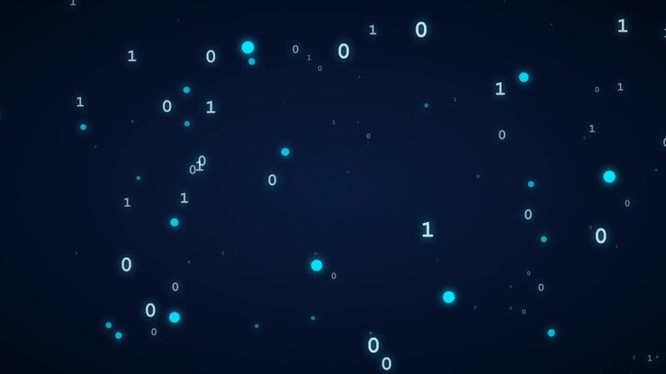 Digital Binary Code Floating in Abstract Cyberspace