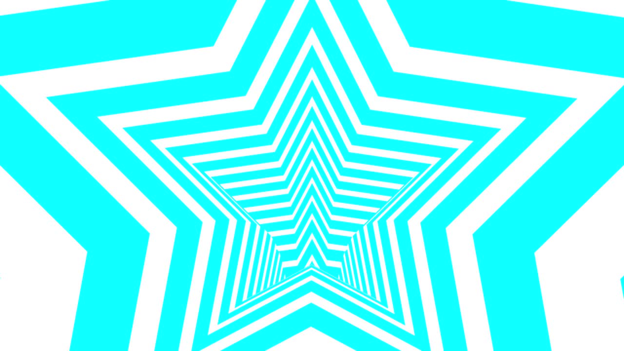 estrella hipnótica animada con fondo de bucle sin costuras blanco y azul neón claro.