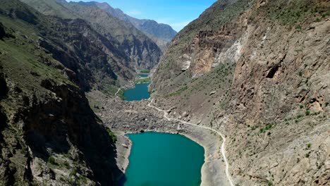 aerial view haftkul or seven lakes in fann mountains of tajikistan