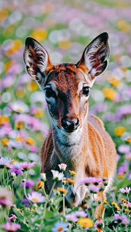 baby deer in a field of flowers