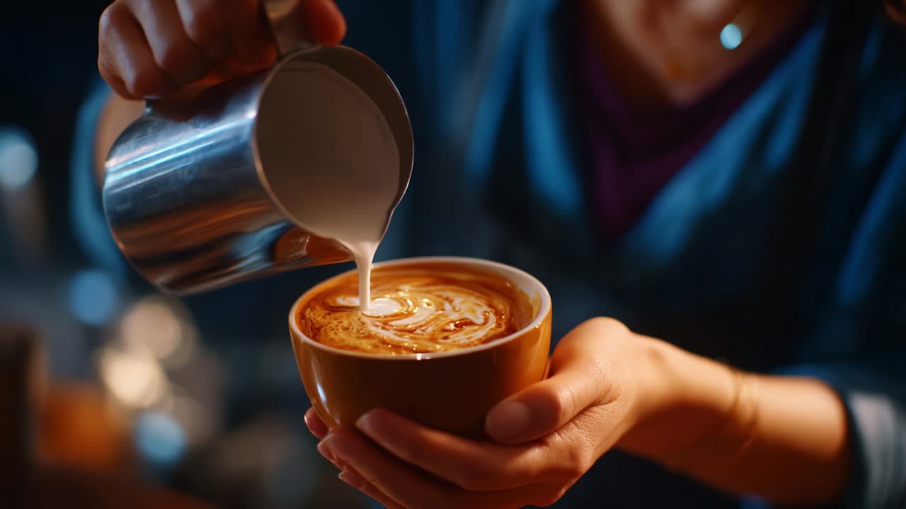Pouring Milk for Latte Art