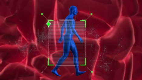animación de líneas en cuadrado sobre la representación humana y el cerebro contra el sistema nervioso
