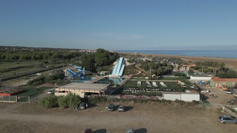 aerial view of a water park near the beach