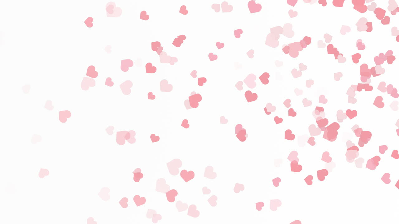 Beautiful confetti hearts falling on white background. Invitation Template Background Design, Greeting Card, Poster. Valentine Day.