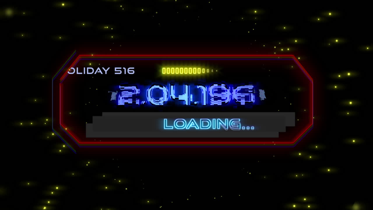 12.04.1961 con elementos hud en la pantalla digital y brillos en la galaxia