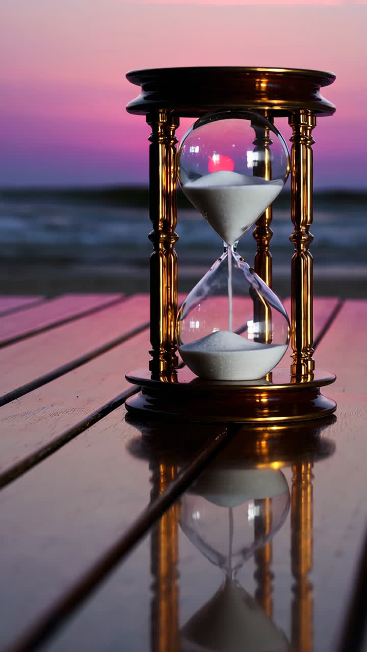 Hourglass at Sunset on the Beach