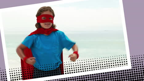 un niño jugando al superhéroe.