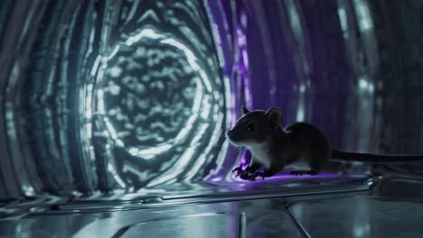 small possum in a futuristic tunnel