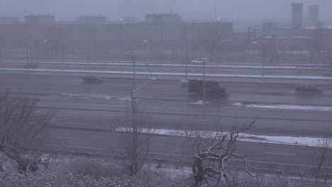 a storm hits near an interstate highway  1