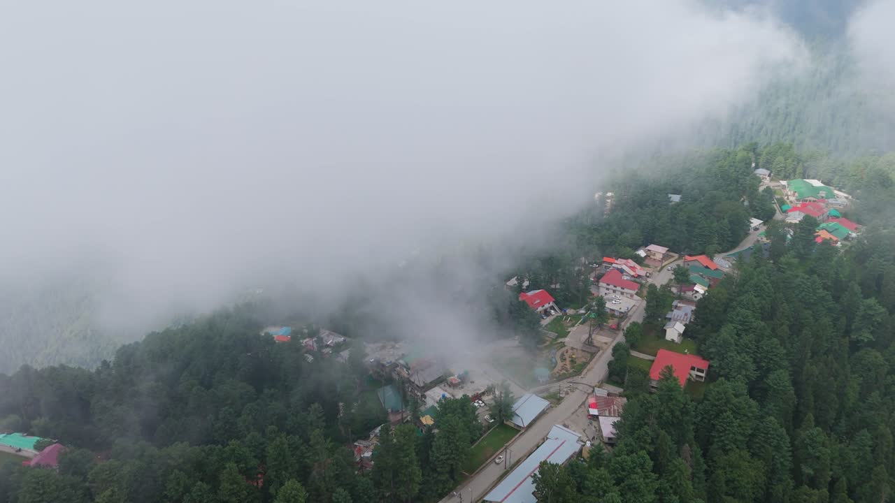 Dramatic Aerial View of Khanaspur Cloudy Sky and Scenic Landscape