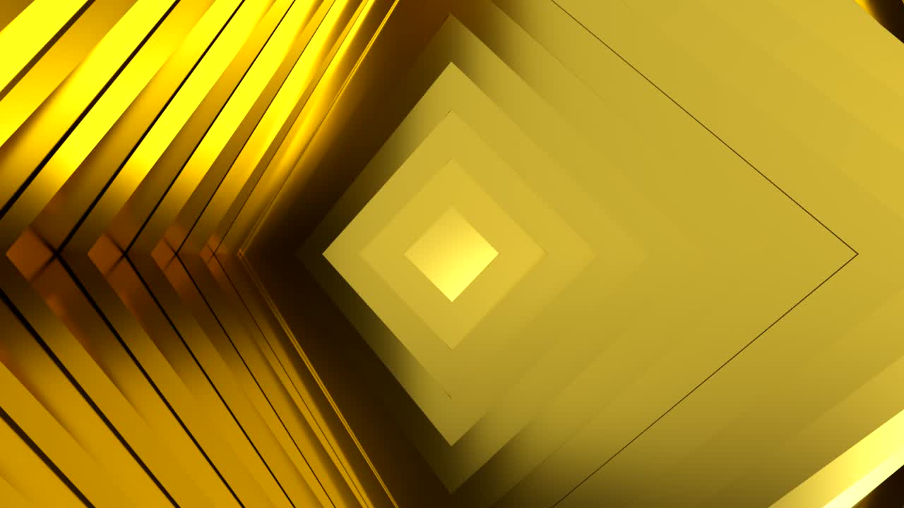 patrón abstracto de oro de cuadrados con el efecto de desplazamiento. círculos de oro animación de gradiente de onda.3d renderización