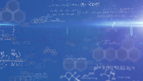 animación de ecuaciones matemáticas sobre un fondo azul