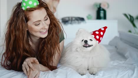 video of birthday celebration of woman and her dog