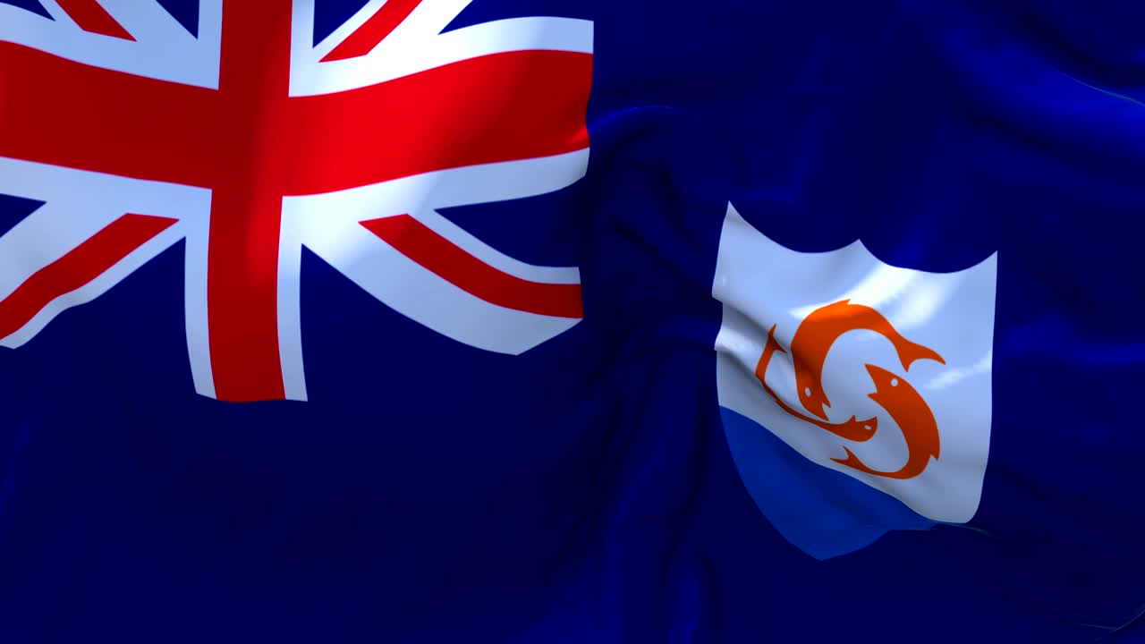 Anguilla Flag Waving in Wind Slow Motion Animation . 4K Realistic Fabric Texture Flag Smooth Blowing on a windy day Continuous Seamless Loop Background.