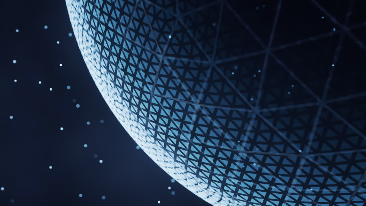 Digital sphere with glowing lines structure, 3d rendering.