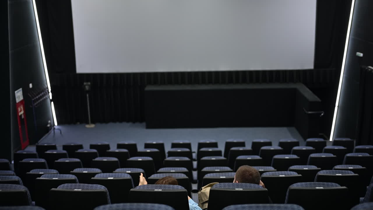 People sitting in the auditorium of a cinema waiting for the movie to start