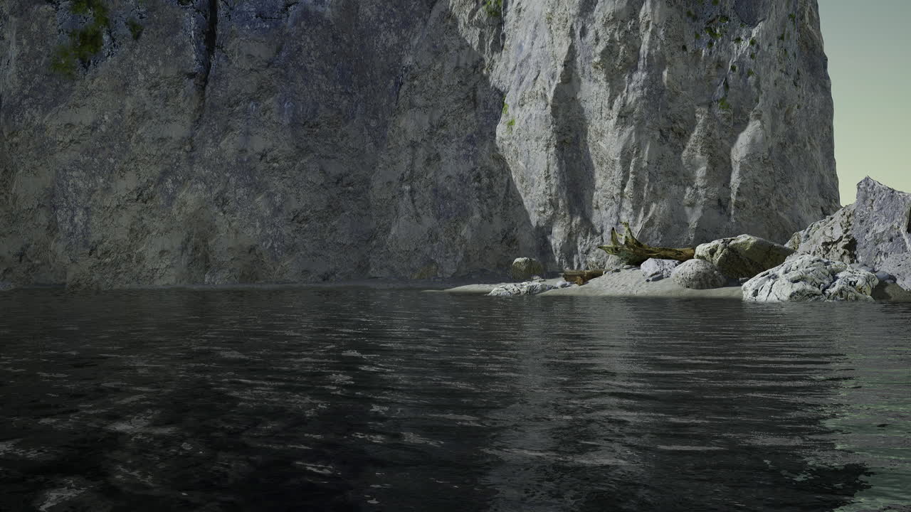 Exploration of a serene rocky coastline under a tranquil evening sky