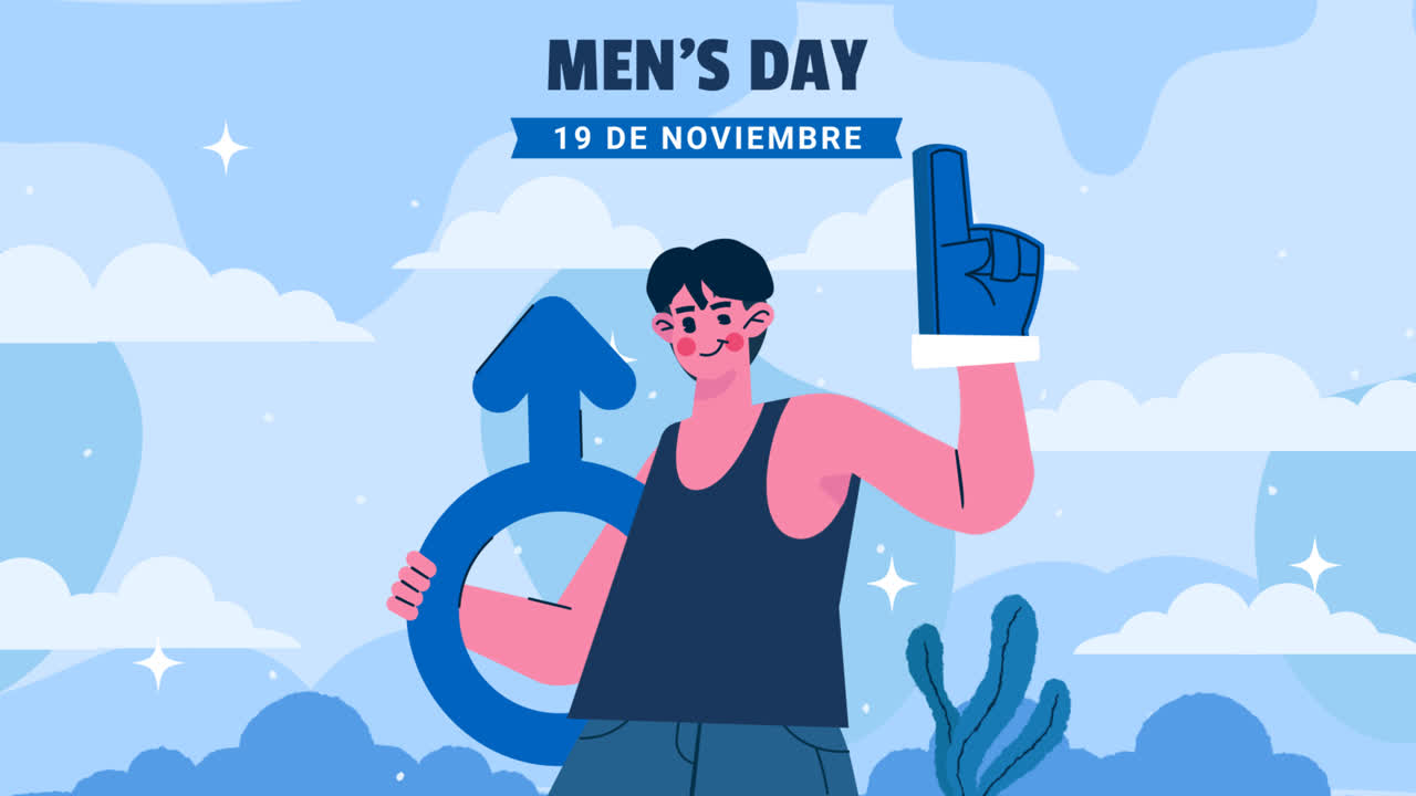 스페인어에서 남성의 날을 위한 평평한 일러스트레이션의 모션 그래픽