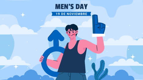 motion graphic of flat illustration for men's day in spanish