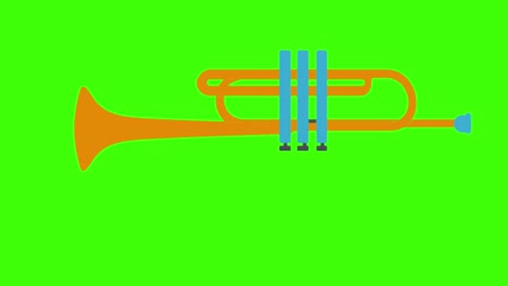 green screen of an animated trumpet