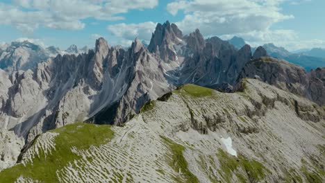 aerial drone shot of the dolomites alps in the tre cime di lavaredo italy, 4k