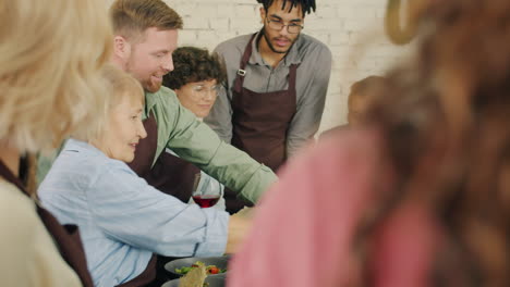 group of people dining in a restaurant
