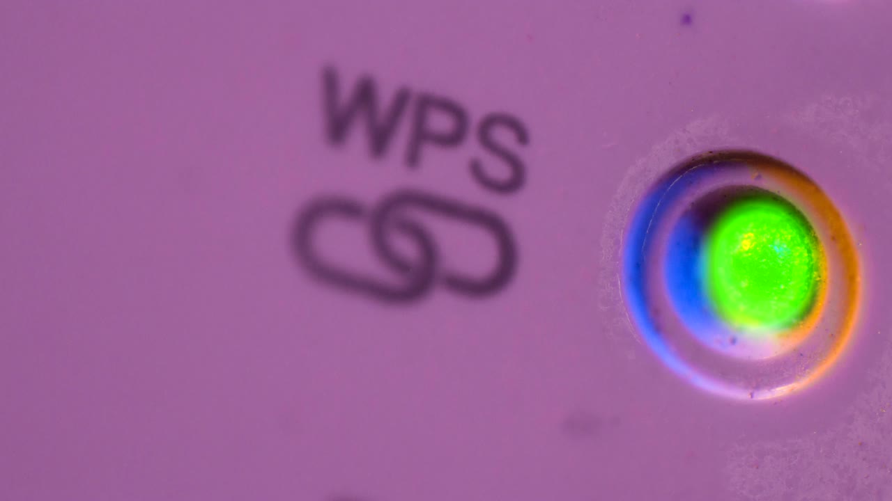 cinemagraph del símbolo wsp parpadeando el estado de la conexión de la señal llevó a la luz en el repetidor wifi