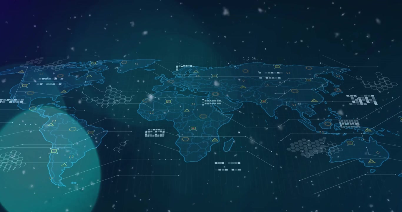 Data processing over a world map on a transparent background