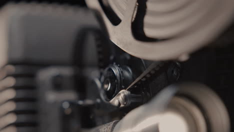 close-up of a vintage film projector