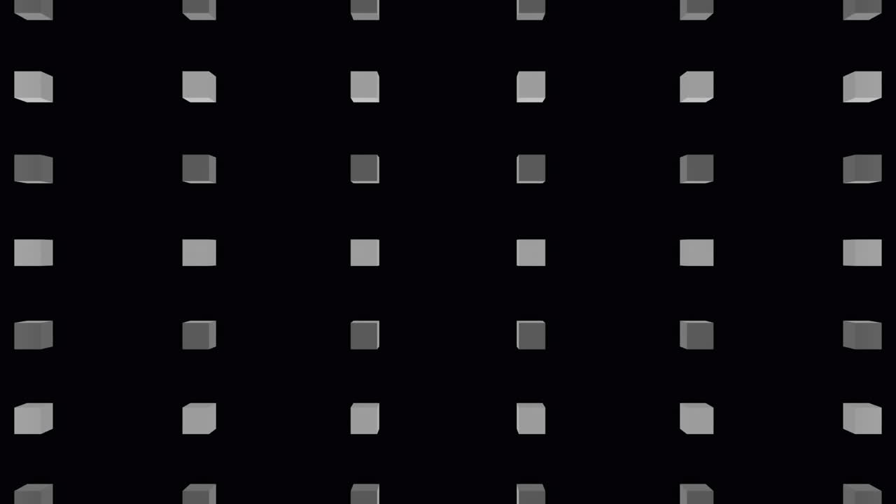 animación de cubos sobre chispas en el fondo azul.