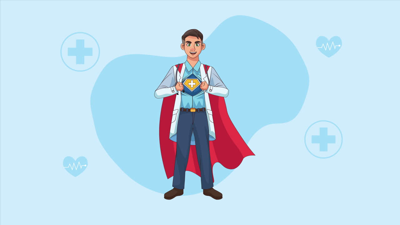 영웅적인 슈퍼 닥터 캐릭터 애니메이션