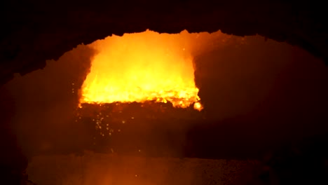 molten metal in industrial furnace