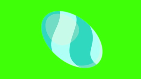 icon of an oval blue candy popping up on the green screen