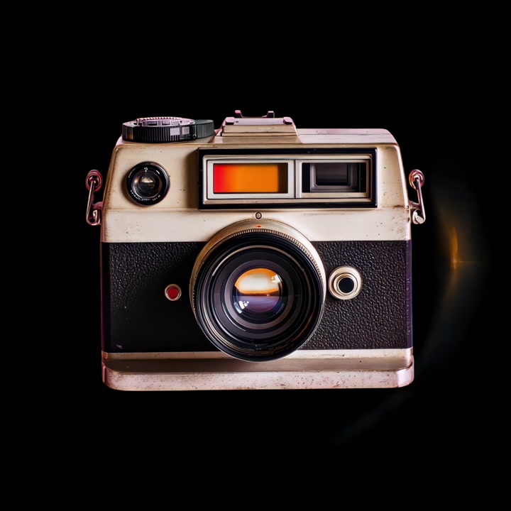 Vintage Film Camera with Glowing Circular Light Effect