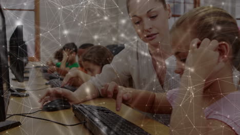 animation of network of connections over diverse schoolchildren using computers