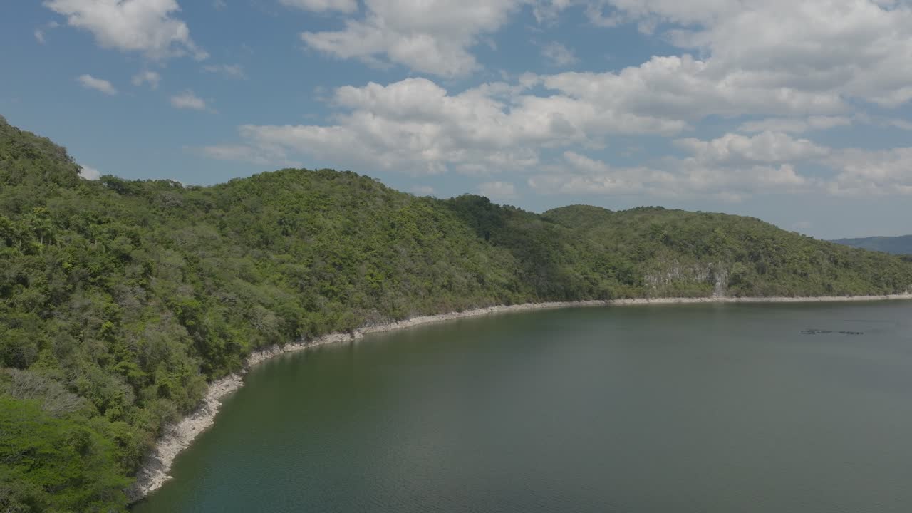 Hatillo dam in Dominican Republic. Aerial forward