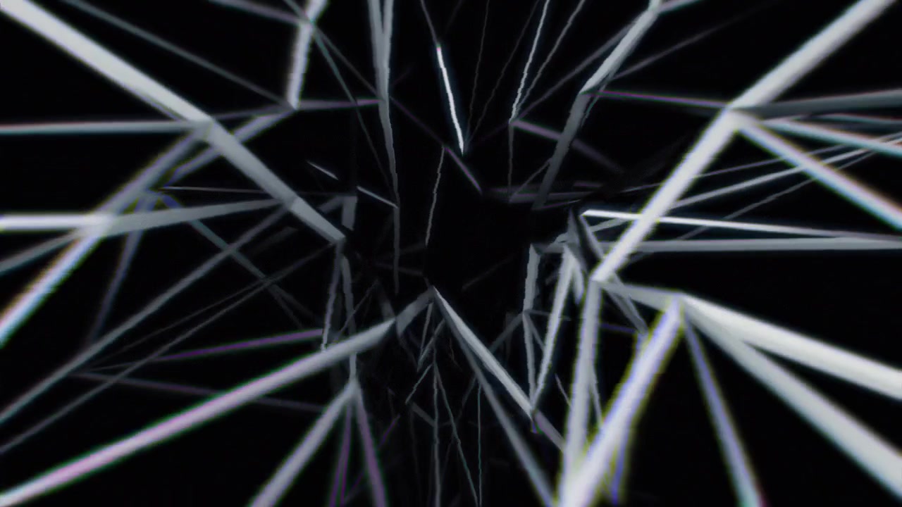 Dark Abstract Mesh Tunnel Loop with Digital Glitch and Chromatic Aberration