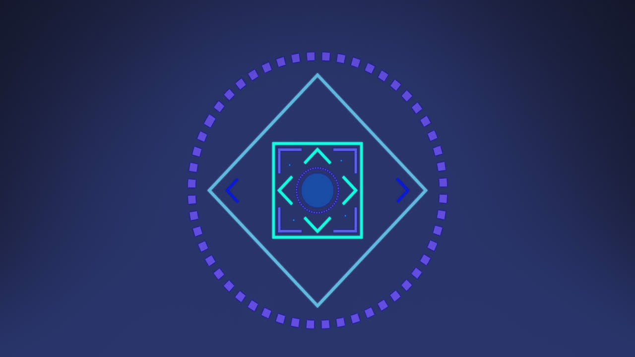 파란색 배경에 마커를 가진 범위 스캔의 애니메이션