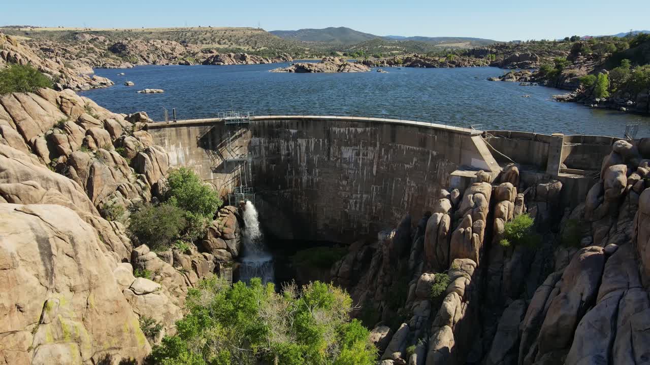 Dam Releasing water, Watson Dam in Prescott Arizona, Granite Dells, Still shot