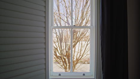 gimbal shot looking through the window outside