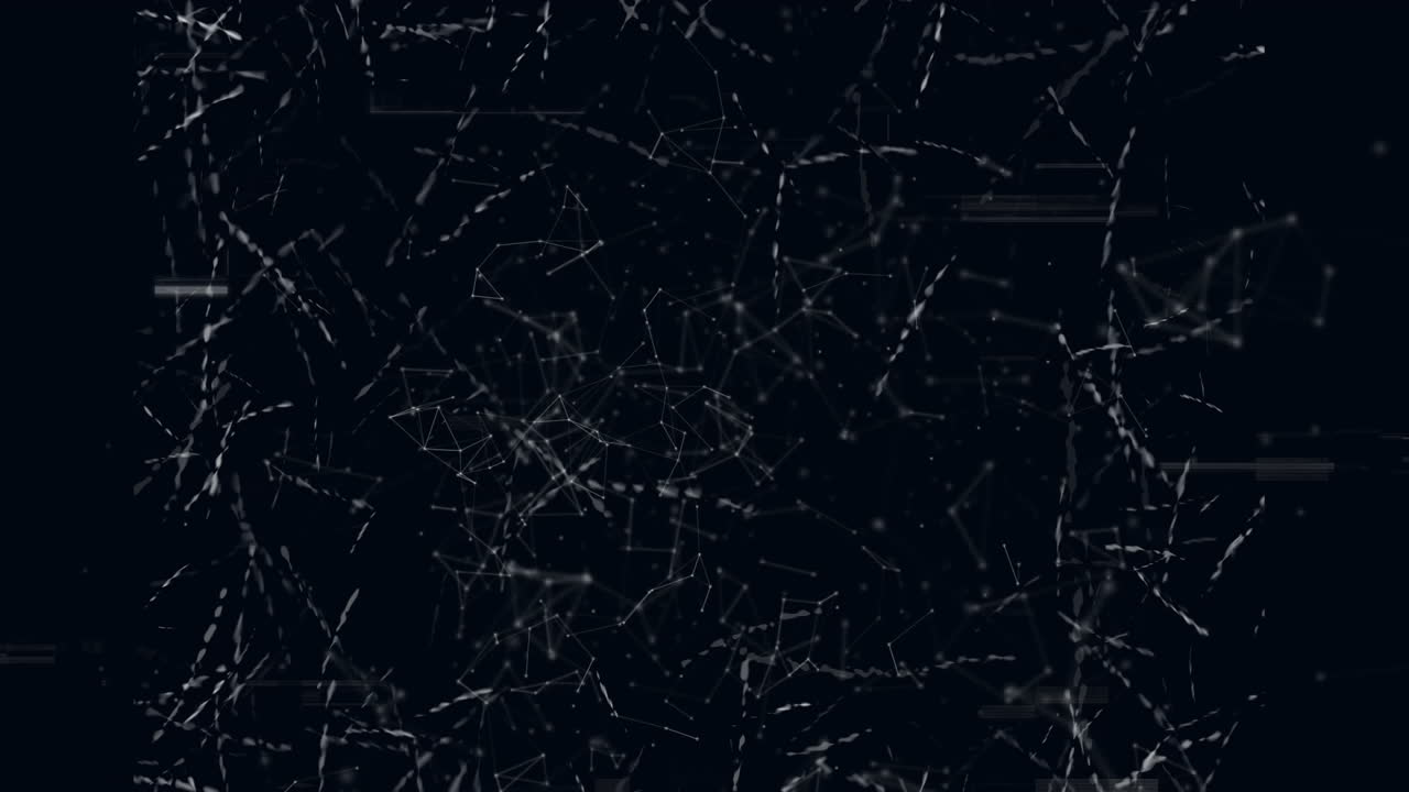 vista frontal de la pantalla chisporroteante contra las moléculas en el fondo