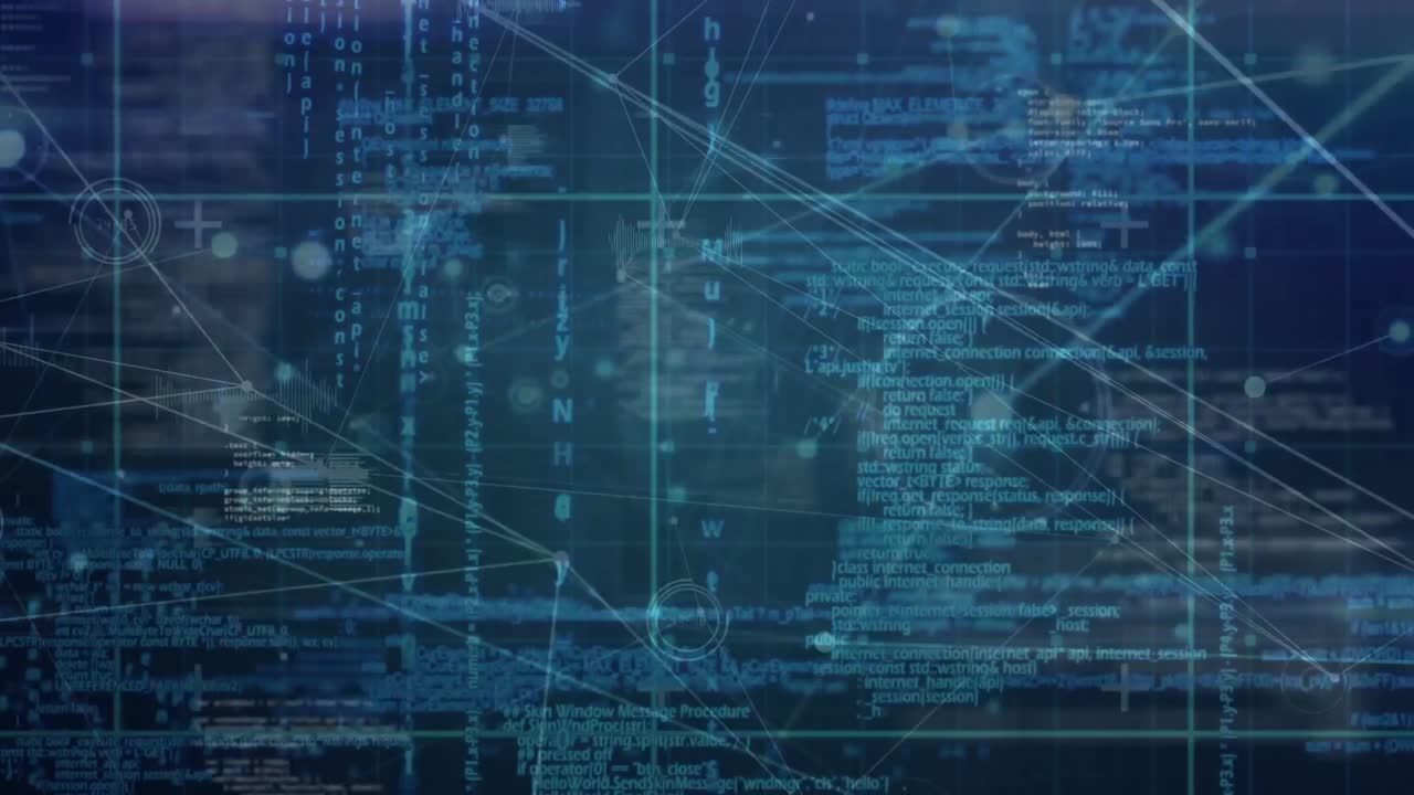 animación del procesamiento de datos, red de conexiones y red