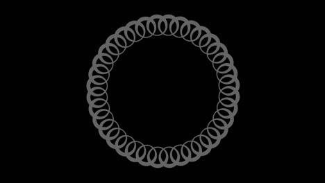 objeto gráfico en blanco y negro con efecto estroboscópico e hipnótico, que gira en el sentido de las agujas del reloj disminuyendo el tamaño de pantalla completa a desaparecer en el centro, en formato de video 16: 9