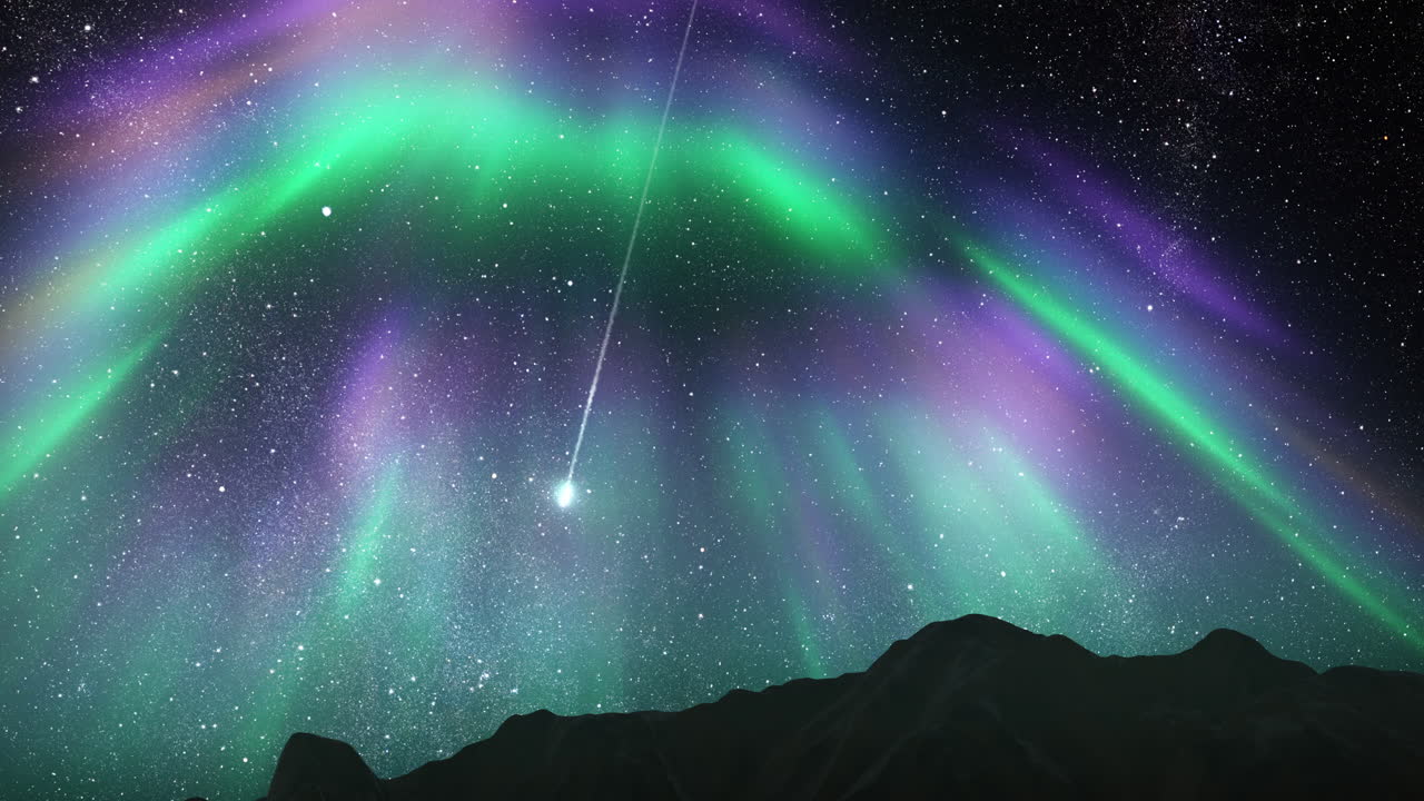 산 위의 북극광