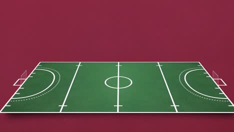 Animation-of-bouncing-soccer-pitch-on-red-background