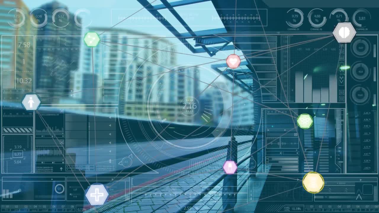 연결 아이콘의 웹과 기차역에 대한 데이터 처리