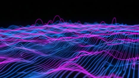 vibrant visualization of colorful waveforms: a mesmerizing display of blue and pink waves capturing the flow of energy in a digital space