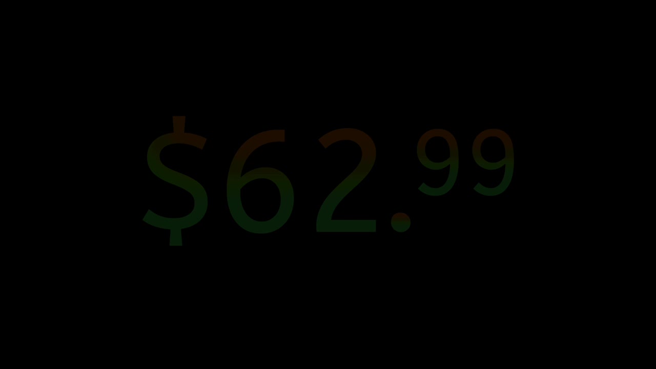 Modern Neon $62.99 dollars Price Tag Animation Glowing Gradient blue purple Motion Graphics on Black Background.Loop able for e-commerce,promotion business concept video element
