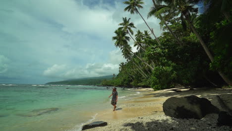 walking on coral beach tourism fiji fijian shoreline waves crashing sunny morning afternoon clouds tropical peaceful jungle rainforest taveuni rainbow reef suva nadi malalo castaway island